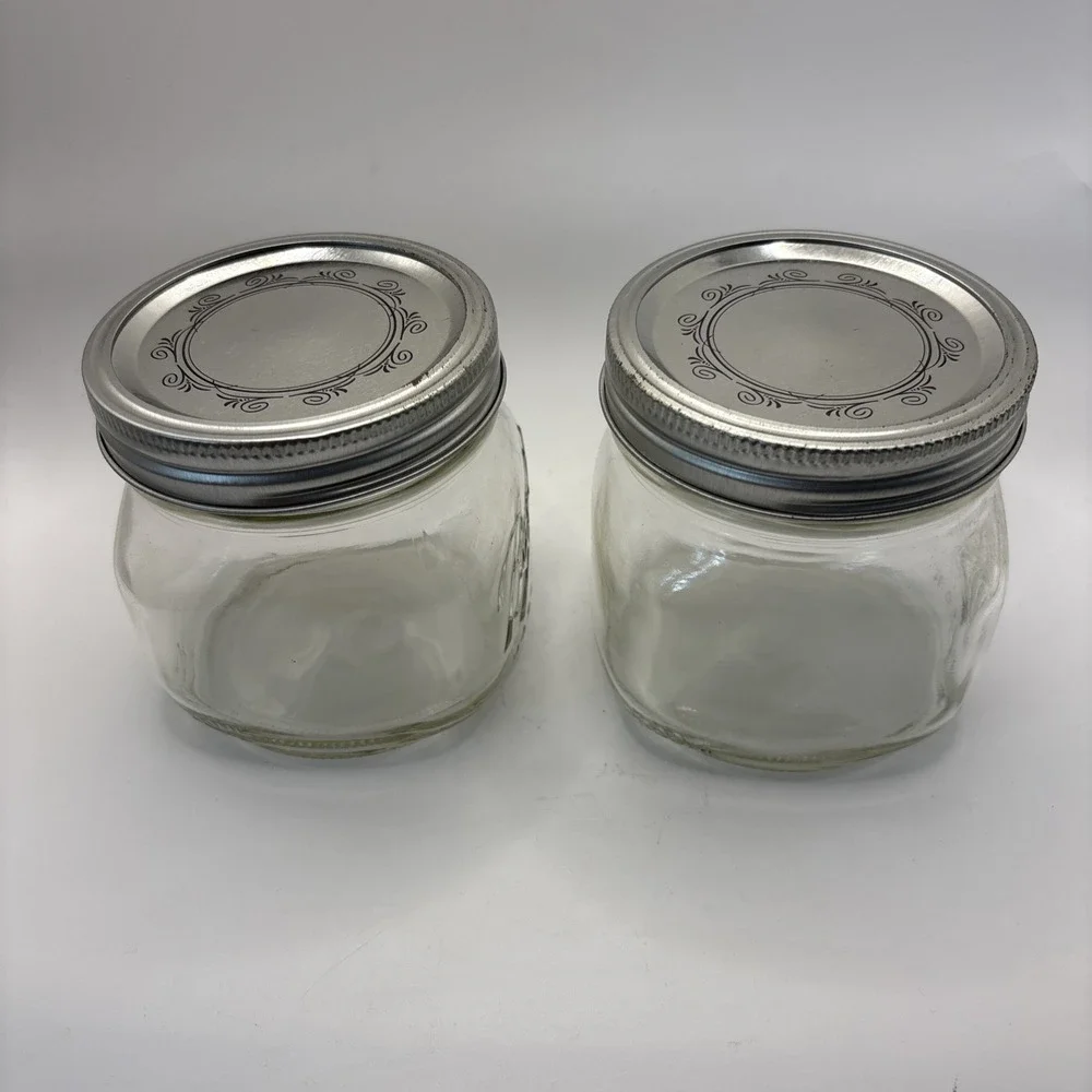2 Ball Wide Mouth Pint Collection Elite Squat Squatty Mason Jars Set W Lids 16oz